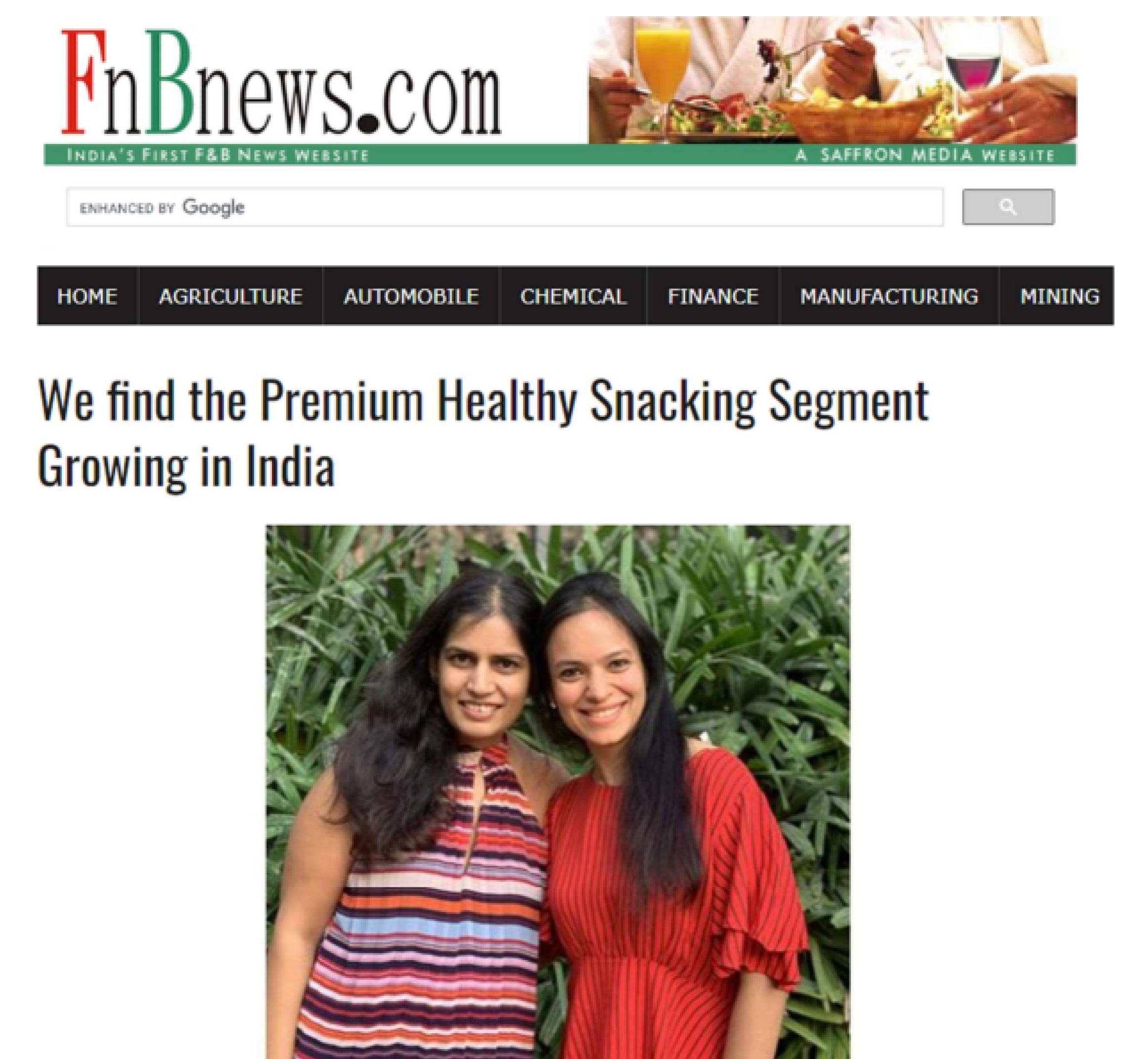 We find the Premium Healthy Snacking Segment Growing in India